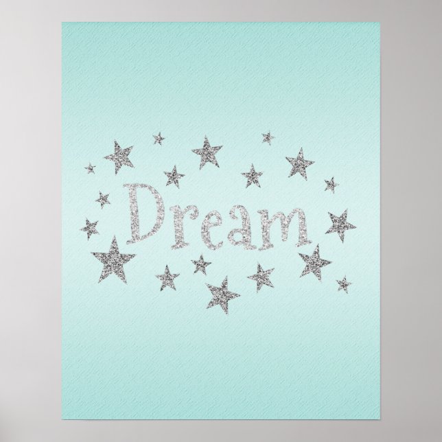 Poster Dream Aqua avec Parties scintillant en argent (Devant)