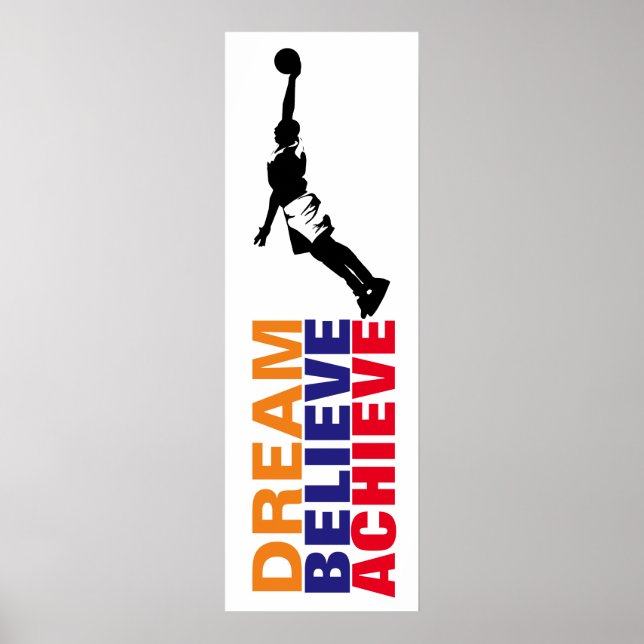 Poster Dream Believe Achieve Basketball Pop Art (Devant)