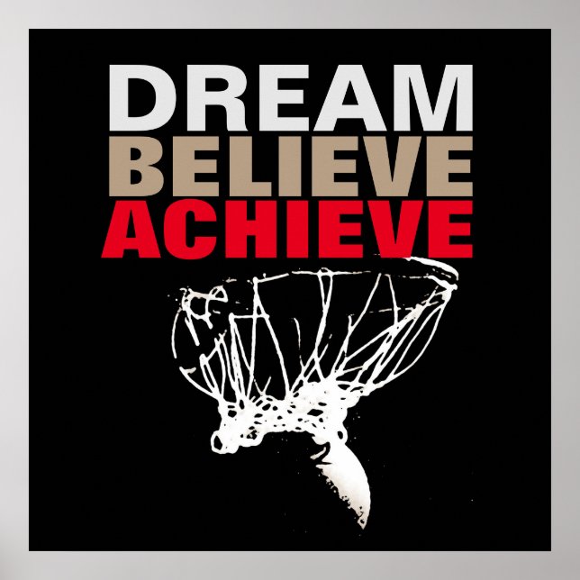 Poster Dream Believe Achieve Basketball Pop Art (Devant)