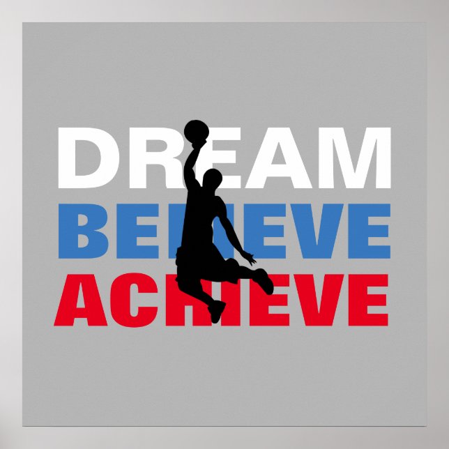 Poster Dream Believe Atteindre Basketball Inspirational (Devant)