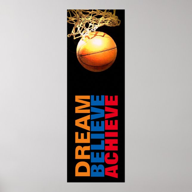 Poster Dream Believe Atteindre Basketball Stylish Porte (Devant)