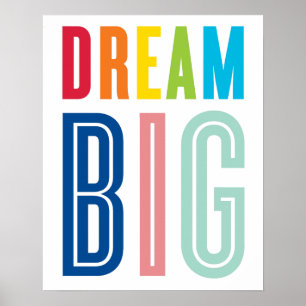 Poster DREAM BIG QUOTE typographie moderne couleurs vives