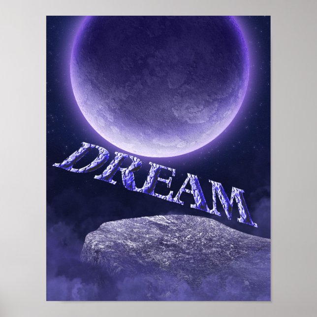 Poster Dream Blue Moon Imaginaire Inspirationnel (Devant)
