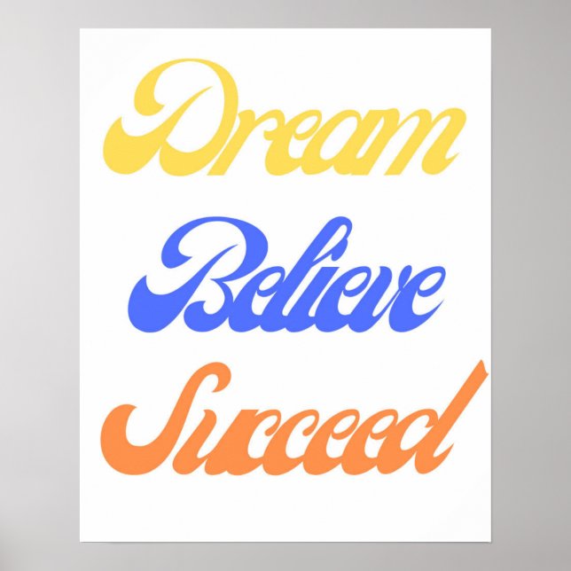 Poster Dream Croire Réussi Motivation Colorful Retro (Devant)