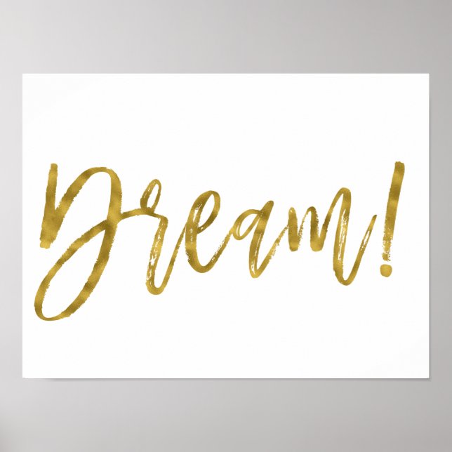 Poster Dream Gold Foil et White Inspirational Word (Devant)