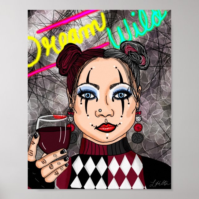 Poster Dream Wild Jester Harlequin femme (Devant)