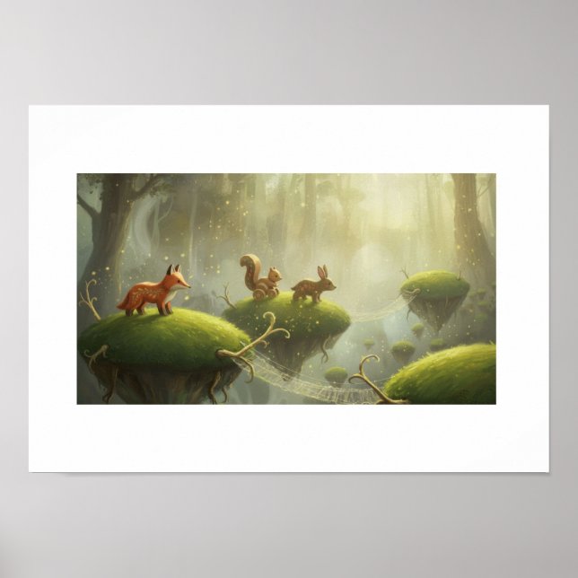 Poster Dreamlike forest scene (Devant)