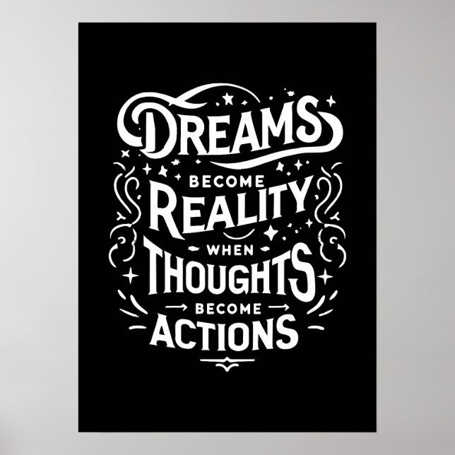Poster Dreams vs Actions - Gym Hustle de succès Motivatio (Devant)