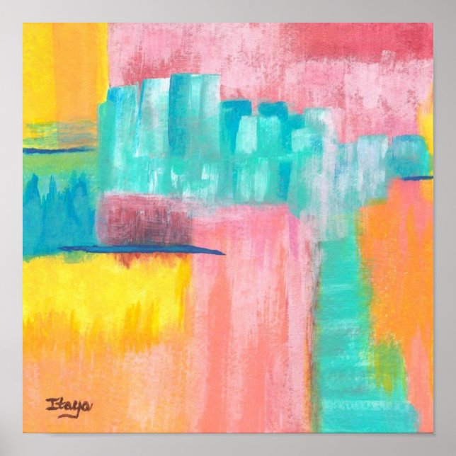 Poster Dreamscape Art Abstrait Ville Paysage Peinture (Devant)