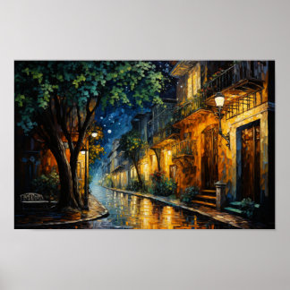 Poster 🎨 Dreamscape Oil Peinture Series Happy Homes 🌆