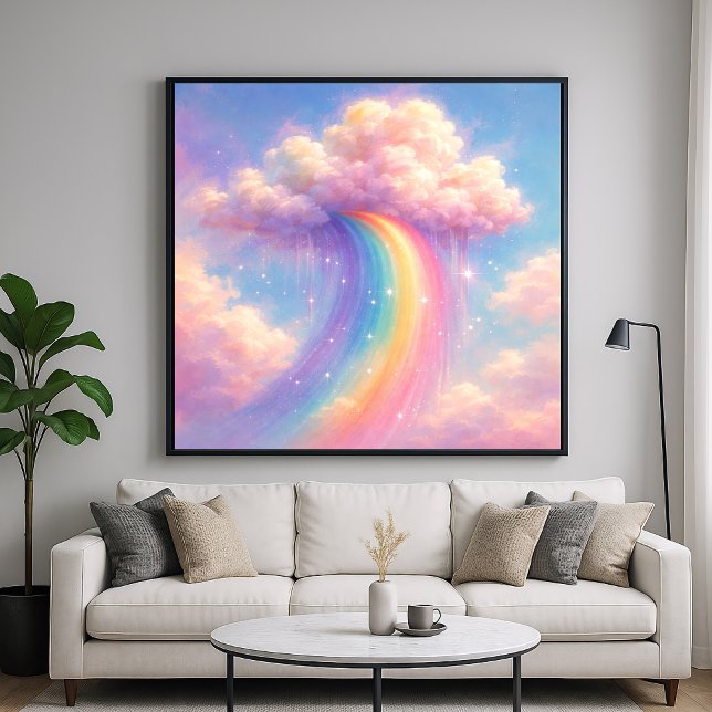 Poster Dreamy Cloud Rainbow - Pastel Painting Style (Créateur téléchargé)