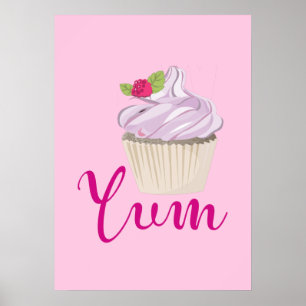 Poster Dreamy Cupcake rose avec Yum framboise!