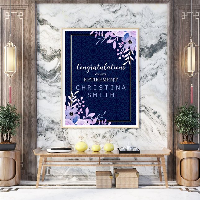 Poster Dreamy Lilac Pastel Aquarelle Parti de retraite (Dreamy Lilac Pastel Watercolor Retirement Party Poster)