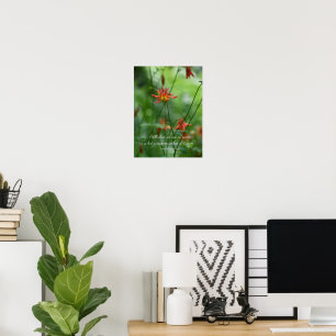 Poster Dreamy Orange Flowers with Edgar Allen Poe Quote