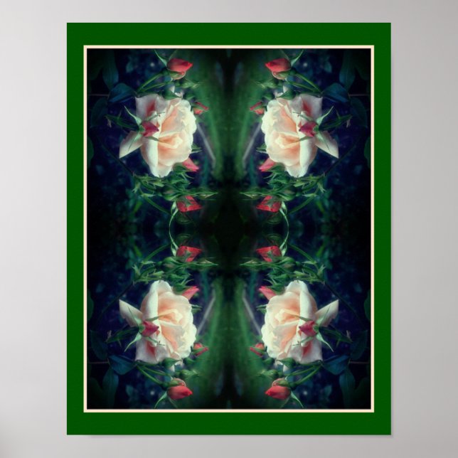Poster Dreamy Peach Rose Et Buds Abstrait (Devant)