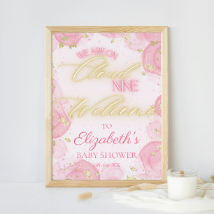 Poster Dreamy Pink Cloud Neuf Baby shower fille Bienvenue