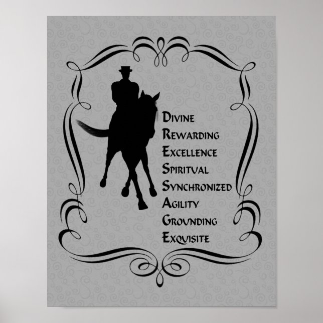 Poster Dressage Est Cheval Et Rider Silhouette (Devant)