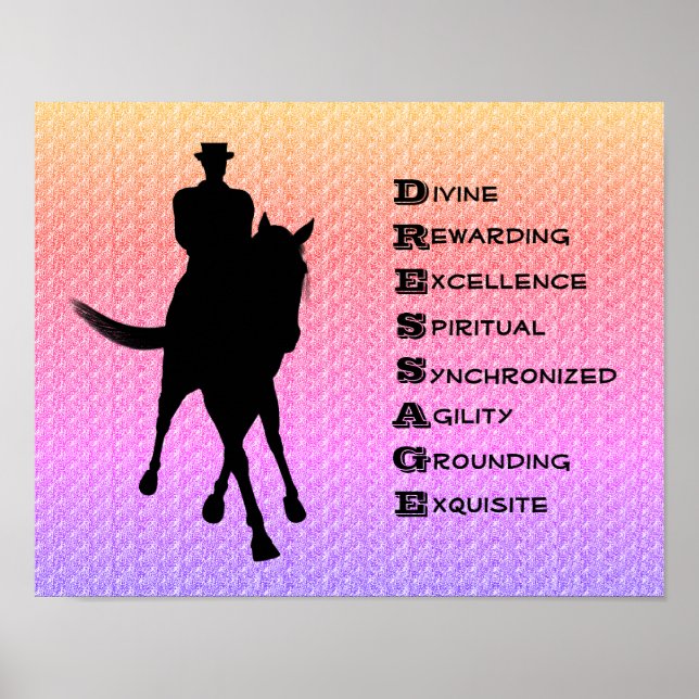Poster Dressage Est Cheval Et Rider Silhouette (Devant)