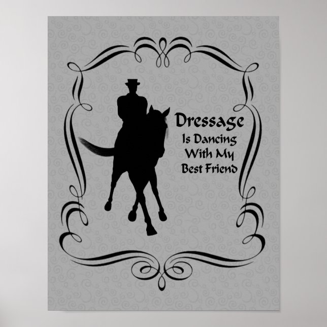 Poster Dressage Horse Rider Silhouette Danser (Devant)