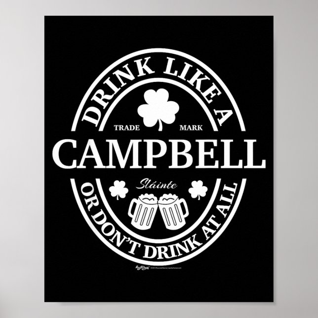 Poster Drink Like A Campbell Shamrock St Patricks Day  (Devant)