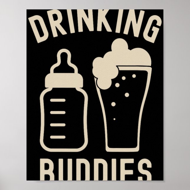 Poster Drinking Buddies Dad Grandpa New Baby Beer And Bot (Devant)