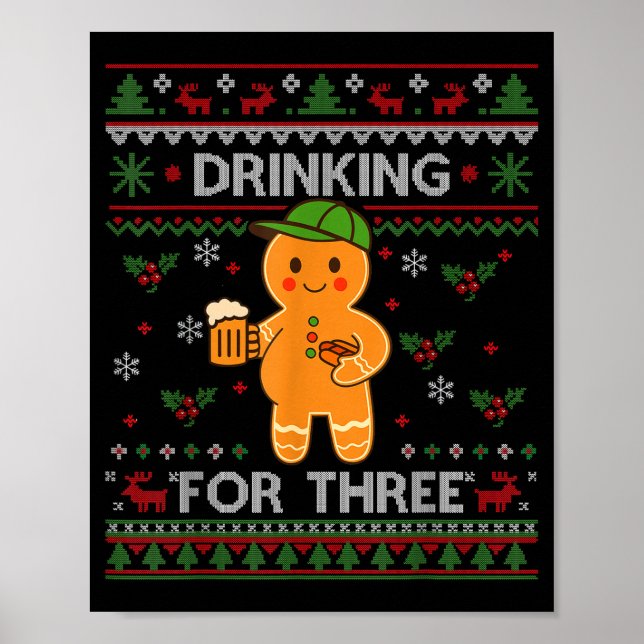 Poster Drinking For Three Pregnancy Announcement Ugly Swe (Devant)