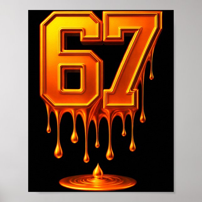 Poster Dripng Gold 67 Meme Respect The Drip 67 Golden Aur (Devant)