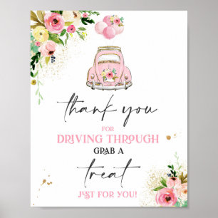 Poster Drive By Baby shower Treat Favoriser Sign rose Flo
