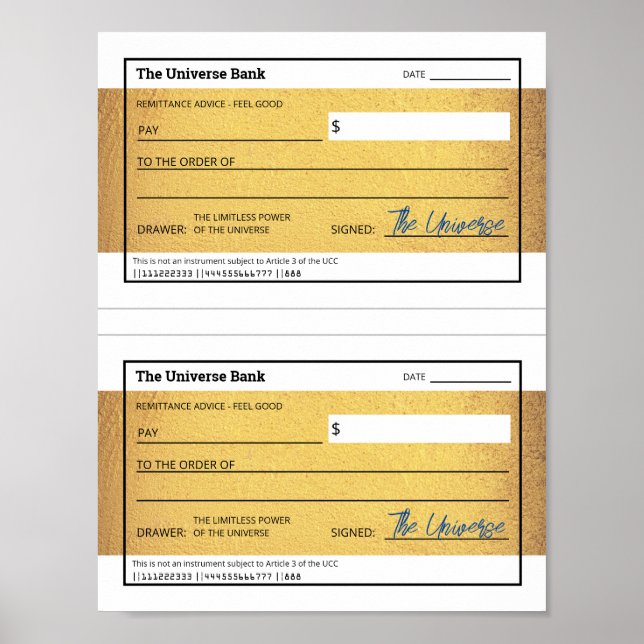 Poster Droit d'attraction Vide imprimé Gold Check (Devant)