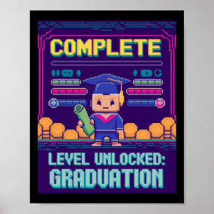 Poster Drôle 2025 Joueur Niveau Complété Maître Collège G