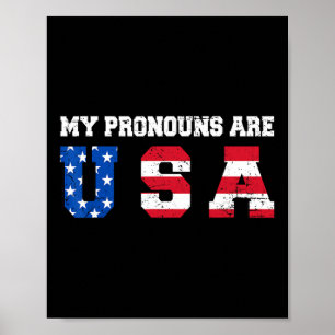 Poster Drôle 4 juillet Dit Américain - Mes Pronononouns A