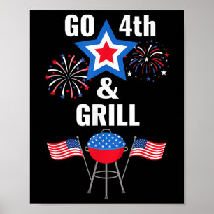Poster Drôle 4 Juillet Go 4 Et Grill Fumer Grille