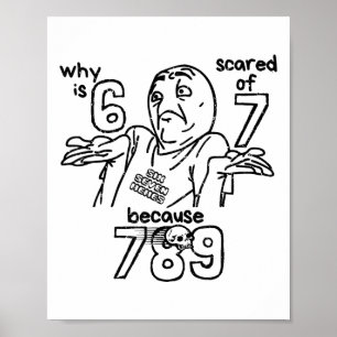 Poster Drôle 67 Pourquoi 6 a-t-il peur de 7 Parce que 789