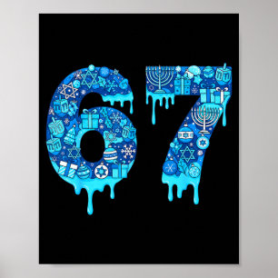 Poster Drôle 67 Six Sept 6 7 Joyeux Hanukkah Juif Chanu