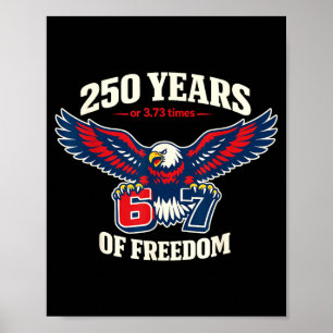 Poster Drôle 67 Six Sept Aigle 4 Juillet Mème Drapeau USA