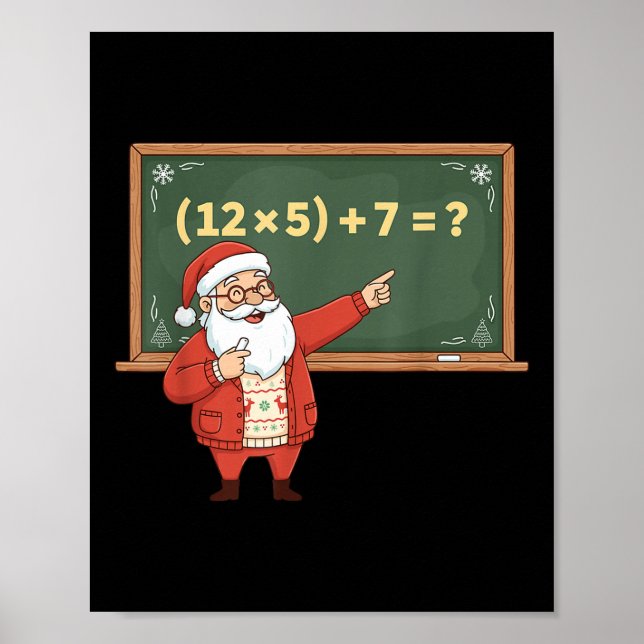 Poster Drôle 67 Six Sept Prof de Maths Noël Meme Equ (Devant)