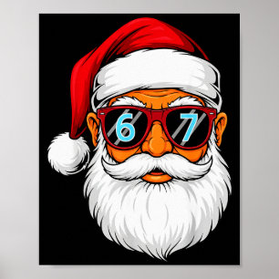 Poster Drôle 6 7 Six Sept Mème Visage de Père Noël Noël H