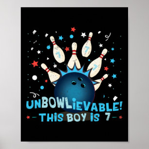 Poster Drôle 7ème Anniversaire Bowling Lover Graphic Pour