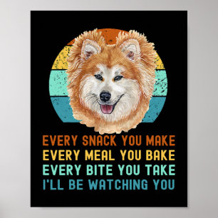 Poster Drôle Akita Inu ou Kuma Inu Chien chaque Snack vou