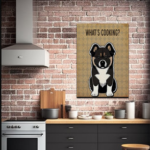Poster Drôle Akita Puppy Kitchen Joke