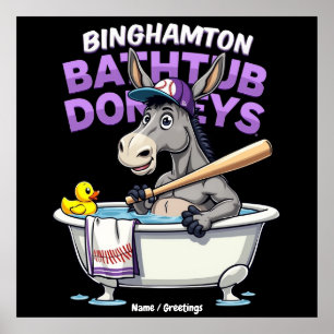 Poster Drôle Âne de Baignoire de Batte de Baseball de Bin