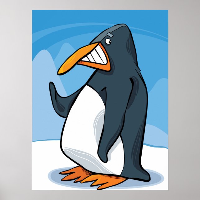 Poster Drôle Angry Penguin Cartoon Cool (Devant)