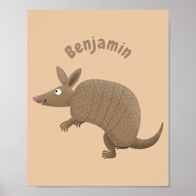 Poster Drôle armadillo joyeux dessin animé (Devant)