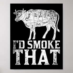 Poster Drôle Barbecue Chef Grilling Fumé Steak Lover Cade