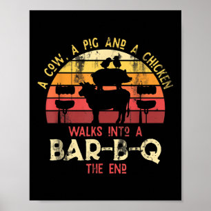 Poster Drôle Barbecue fumée Viande Lover Idée cadeau Bbq 