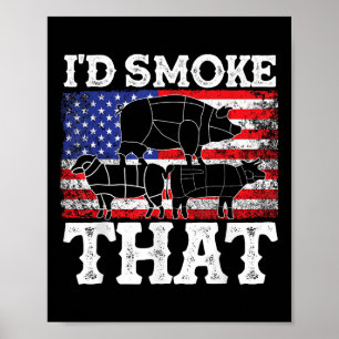 Poster Drôle Barbecue Id Fumer que Patriotic Grillmaster