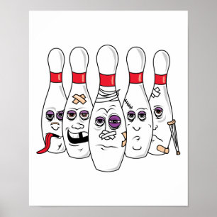 Poster Drôle Beat Up Bowling Pins