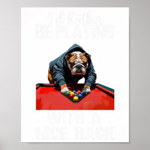 Poster Drôle Beau Rack Bulldog Pool Billard Pour Hommes F