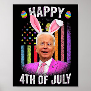 Poster Drôle Biden Joyeux 4 Juillet Confus Pâques Bide