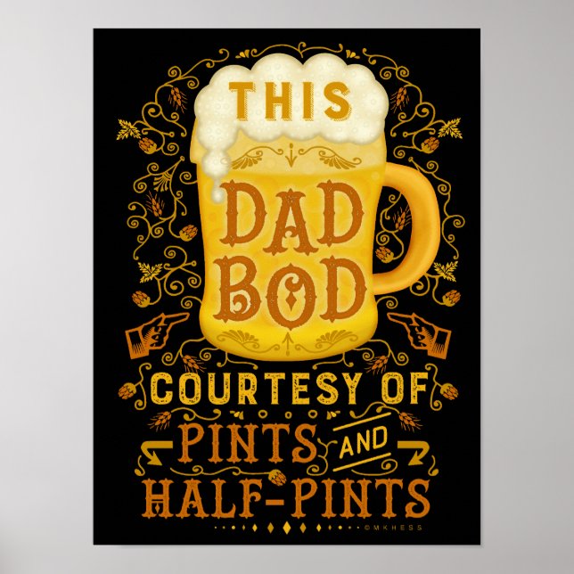 Poster Drôle Bière Papa Bod Pères Antique Humoristique (Devant)